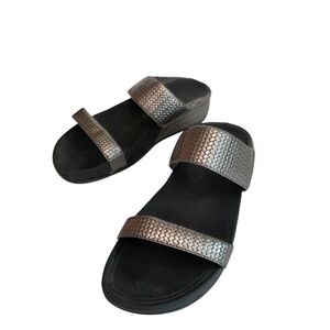 Fitflops Lulu Weave Sandals 8 Silver Comfort Boho Beachy Resortwear Vacation